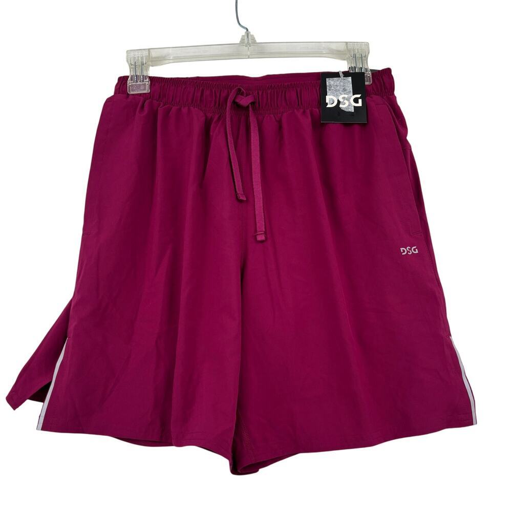 DSG Running Shorts 2 in 1 Stride Mens Size S Raspberry Red 50+ UV 7 Inch Lined